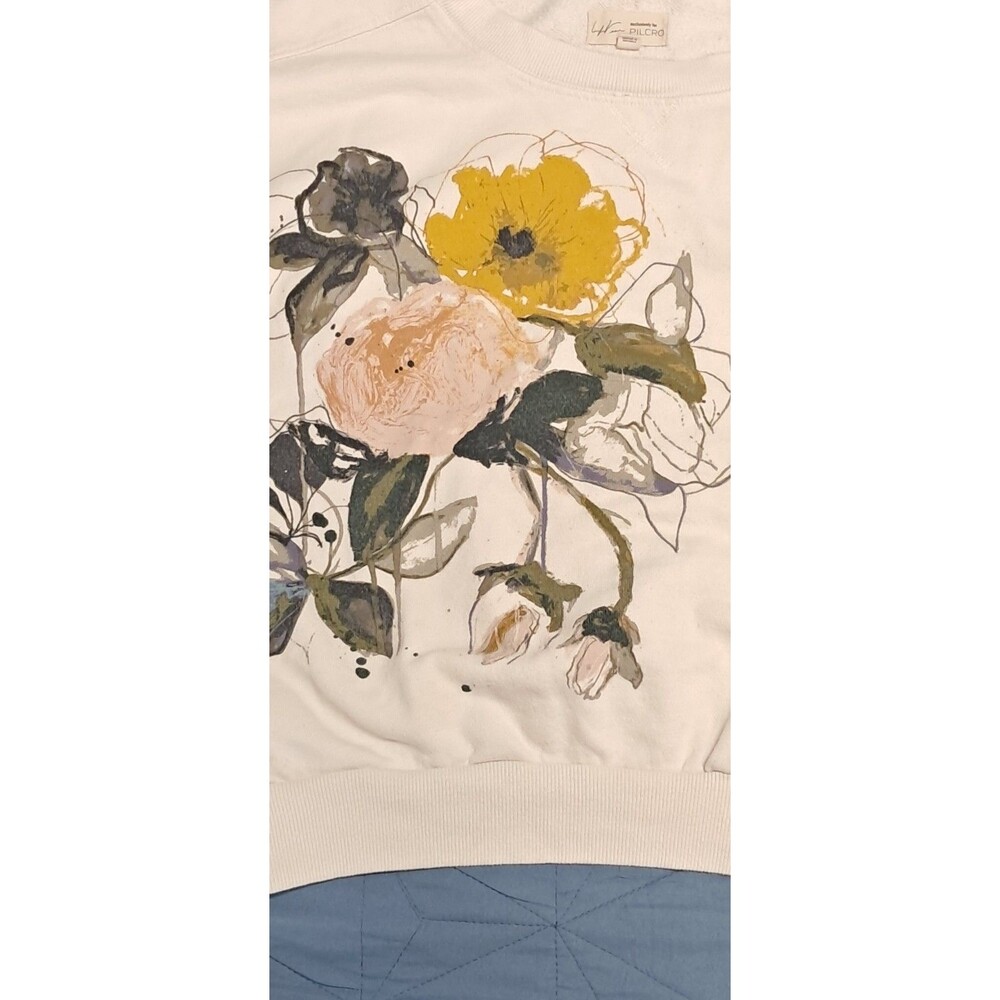 Leigh Viner for Pilcro Anthropologie Niki Bubble Floral Sweatshirt Womens M - Picture 4 of 9